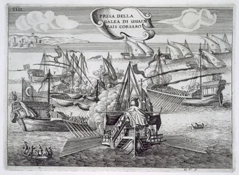 Capture de la galéasse de Simeon Rais, corsaire, illustration de 